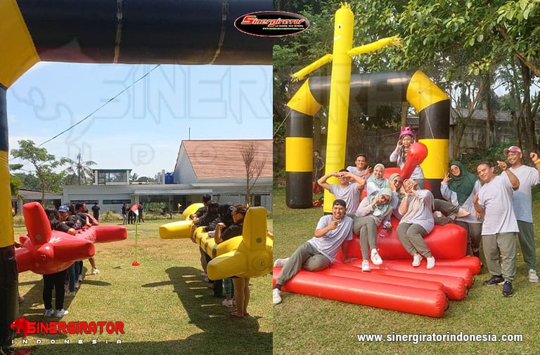 Suasana gathering kantor dengan Inflatable Games seru